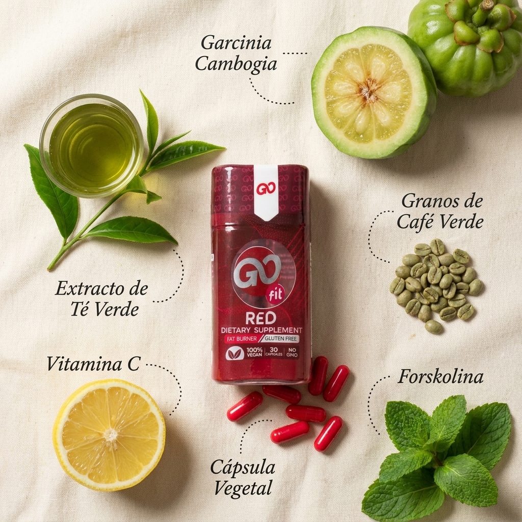 Ingredientes naturales Go Fit Red — Garcinia Cambogia, Te Verde, Forskolina