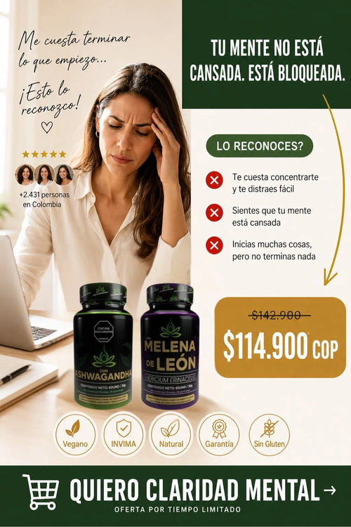 Combo Melena de Leon + Ashwagandha - Claridad mental sin ansiedad