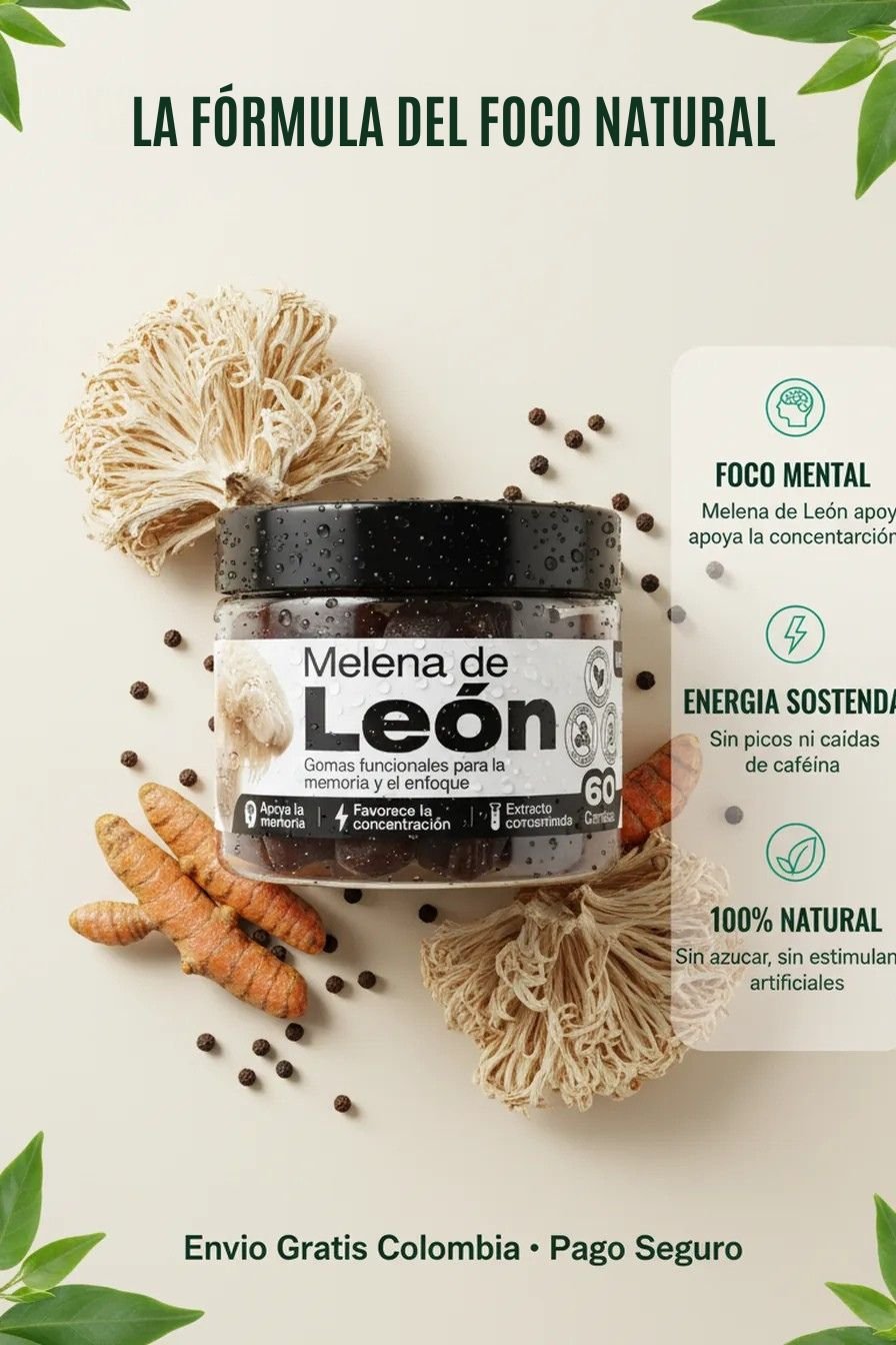 Fórmula del foco natural — Melena de León, Cúrcuma y Pimienta Negra