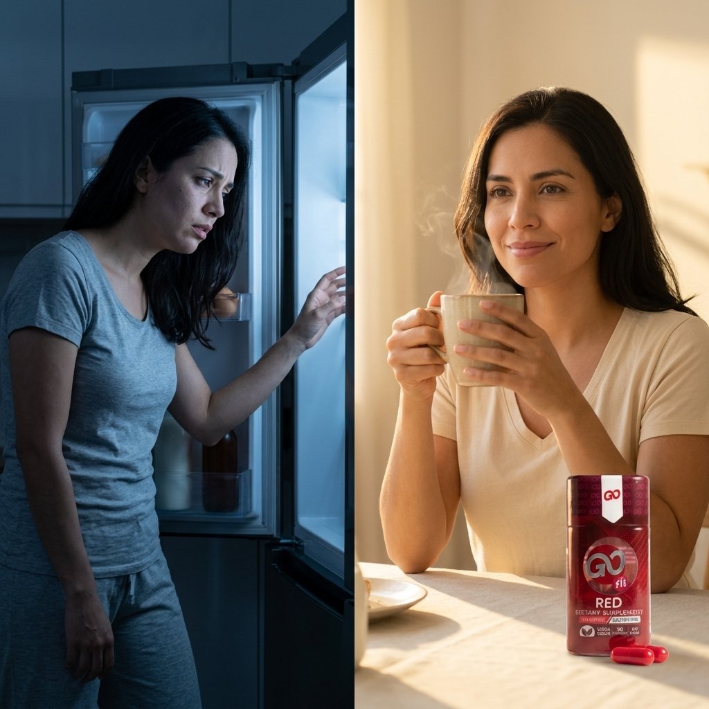 Antes y despues Go Fit Red — ansiedad nocturna vs manana en control