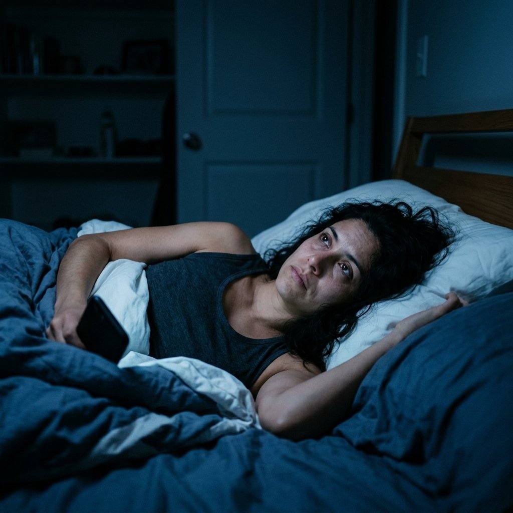 Persona intentando dormir con la mente activa